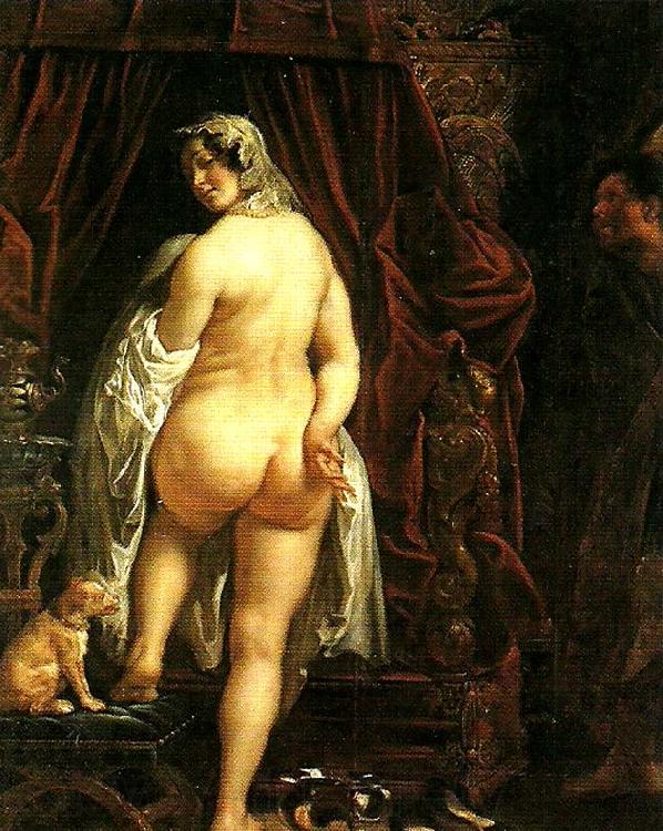 Jacob Jordaens kung kandaules av lydien visar sin gemal for gyges Spain oil painting art